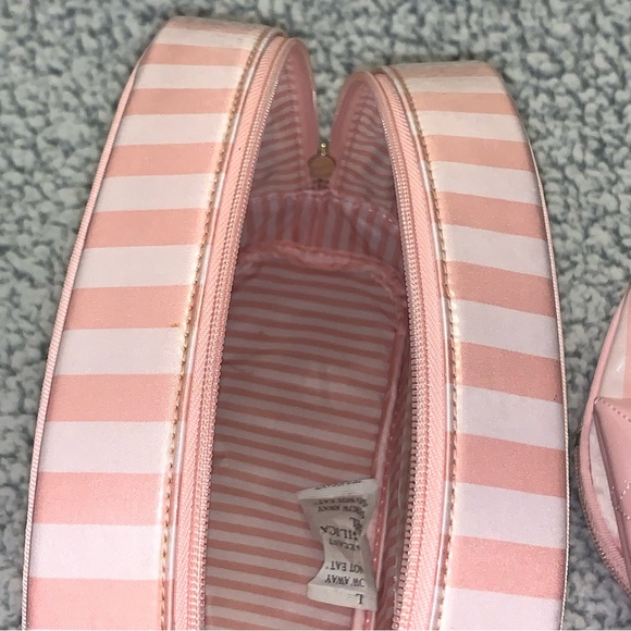 VICTORIA’S SECRET Signature Pink Striped 3-PC Cosmetic Travel Set LG MED SM - Picture 8 of 16
